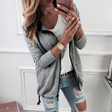 Для женщин куртка мода Демисезонный куртка женская обувь на застежке-молнии пальто шнурок куртка с длинными рукавами дамы пальто с капюшоном Для женщин s карман Топ