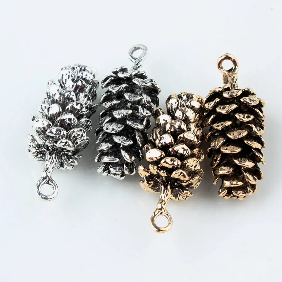 

5pcs 39*15MM DIY antique gold vintage silver big pine nut Pineal fruit pinecone charms accessories alloy small pendant ancient