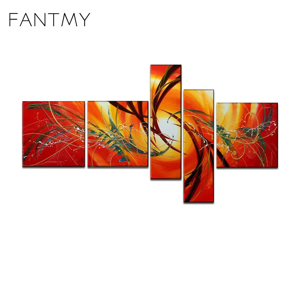 FANTMY Frameless Abstract oil painting on canvas handmade Multi picture