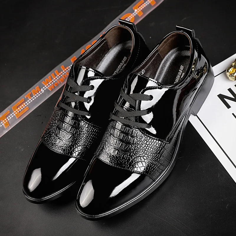 elegant british formal dress leather shoes men fashion snake skin pointed dress office dress footwear brogue oxford shoes men (8)