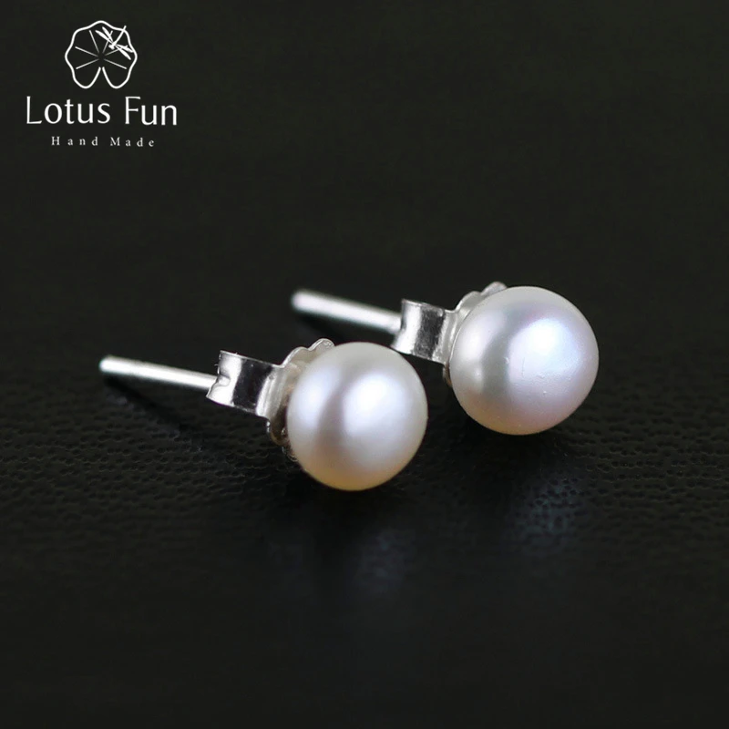 

Lotus Fun Real 925 Sterling Silver Natural Pearls Creative Handmade Fine Jewelry Vintage Fashion Stud Earrings for Women Brincos