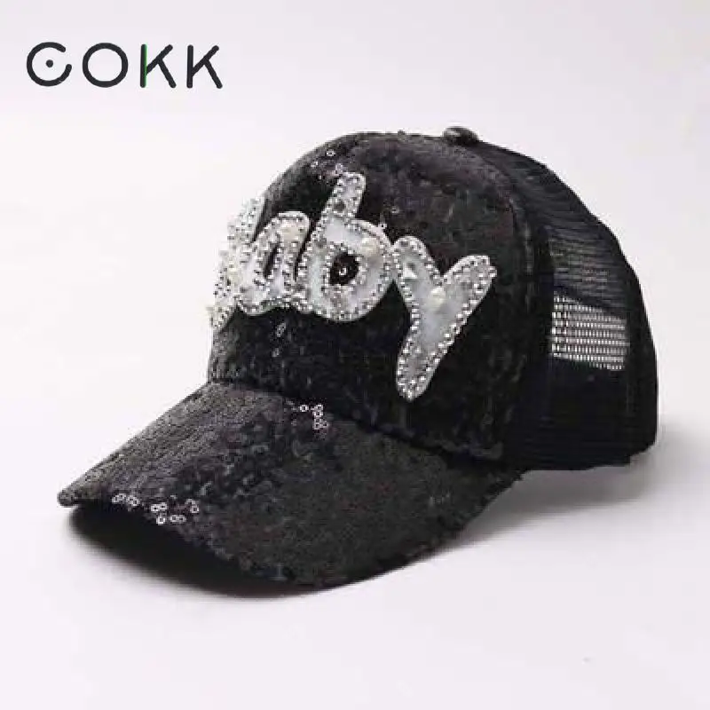 COKK блестками для Бейсбол Кепки женские летние шляпы для женщин, девушек, детей дышащая сетка Кепки родителей солнца Регулируемый головной