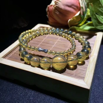

Genuine Natural Blue Amber Necklace Women Lady Crystal Round Bead Long Chain Necklace 6-15mm AAAAAA Certificate