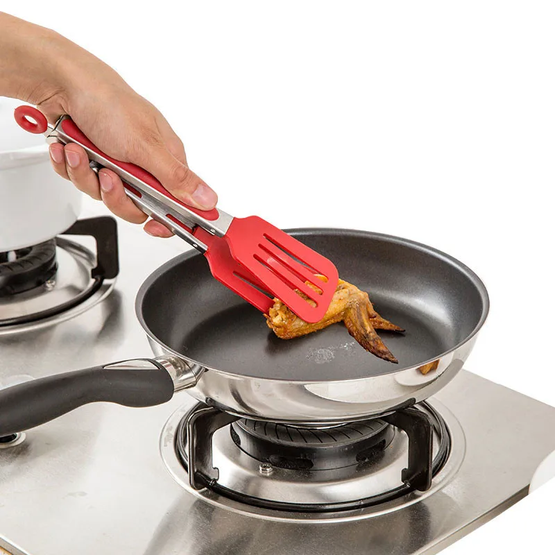 3Colors Non Stick Kitchen Tongs Stainless Steel Barbecue Tongs Pizza
