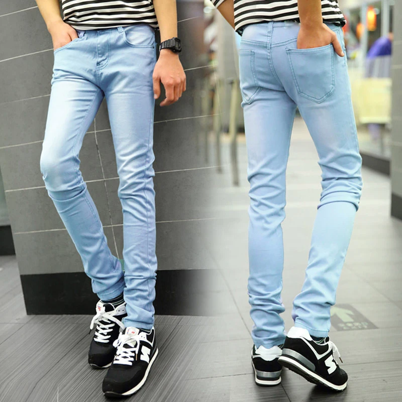 Popular Blue And White Skinny Jeans-Buy Cheap Blue And White Light blue 2016 New arrived Denim Skinny Jeans men hight quality spring men's fashion jeans Slim - Popular Blue And White Skinny Jeans-Buy Cheap Blue And White
