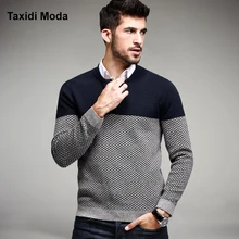 2016 Winter Mens Fashion Pullover Patchwork Khaki Strick Marke Kleidung Mann der Strickwaren Pullover Stricken Taste Kleidung