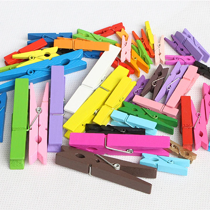 

20pcs Mini 2.5/3/3.5/4.5cm Random Colored Natural Wooden Photo Paper Peg Pin Clothespin Craft Clips Party Decoration