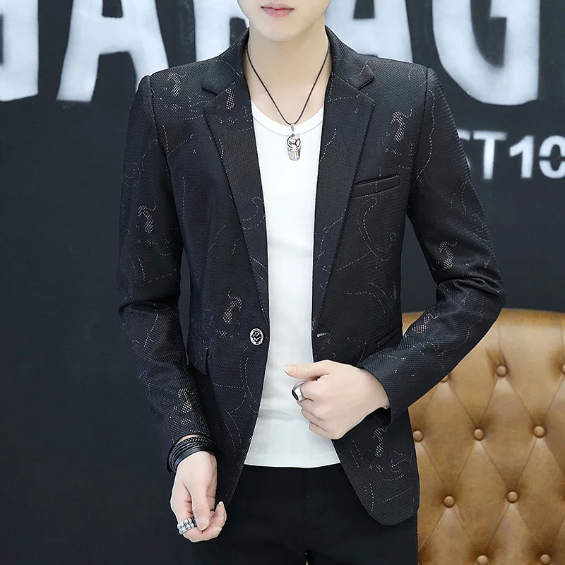 

2019 new fashion blazer male streamline pattern Leisure blazer men blazer 393#