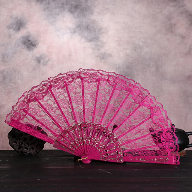 Кружево ручной вентилятор бамбука китайские свадебные сувениры шелк Винтаж складной вишневый цвет мода Abanico De Mano украшения дома ремесла - Цвет: rose