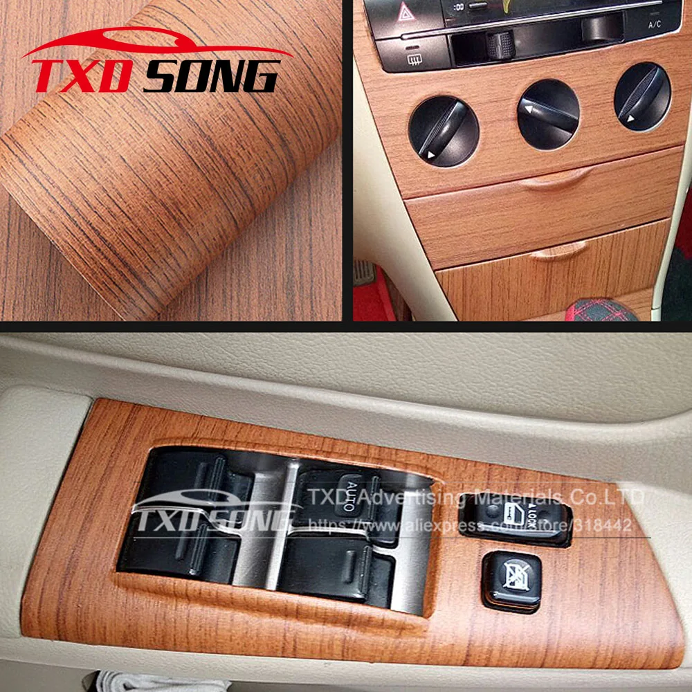 Новинка W1399 виниловая пленка с защитой от деревянных зерен, наклейки для автомобиля и наклейки, Центральная панель управления, внутренняя отделка