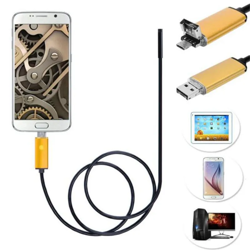 

7mm Lens USB Cable Mini Inspection Camera 2in1 Android 6LED HD IP67 Waterproof Endoscope Borescope Snake Inspection Hot Mar10