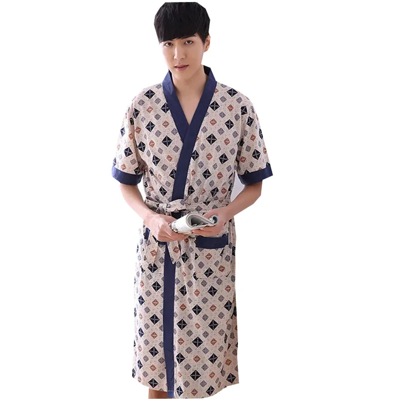 2017 New Arrival Mens Bathrobes Plus Size Male Cotton Lightweight