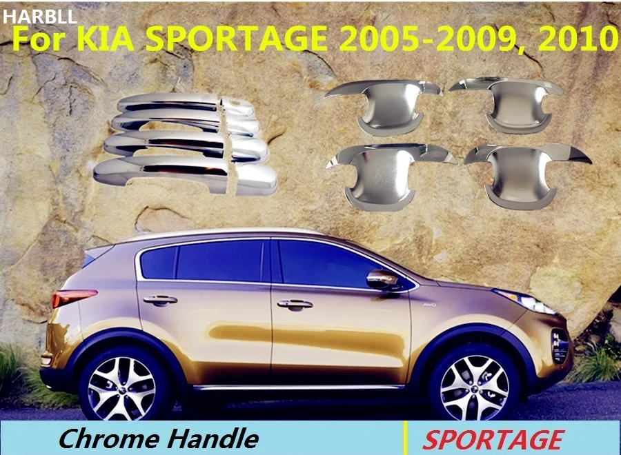 

HARBLL For KIA Sportage 2005-2010 Chrome Styling Chrome Side Door Handle Cover & Door Bowl Cover 2006 2007 2008 2009