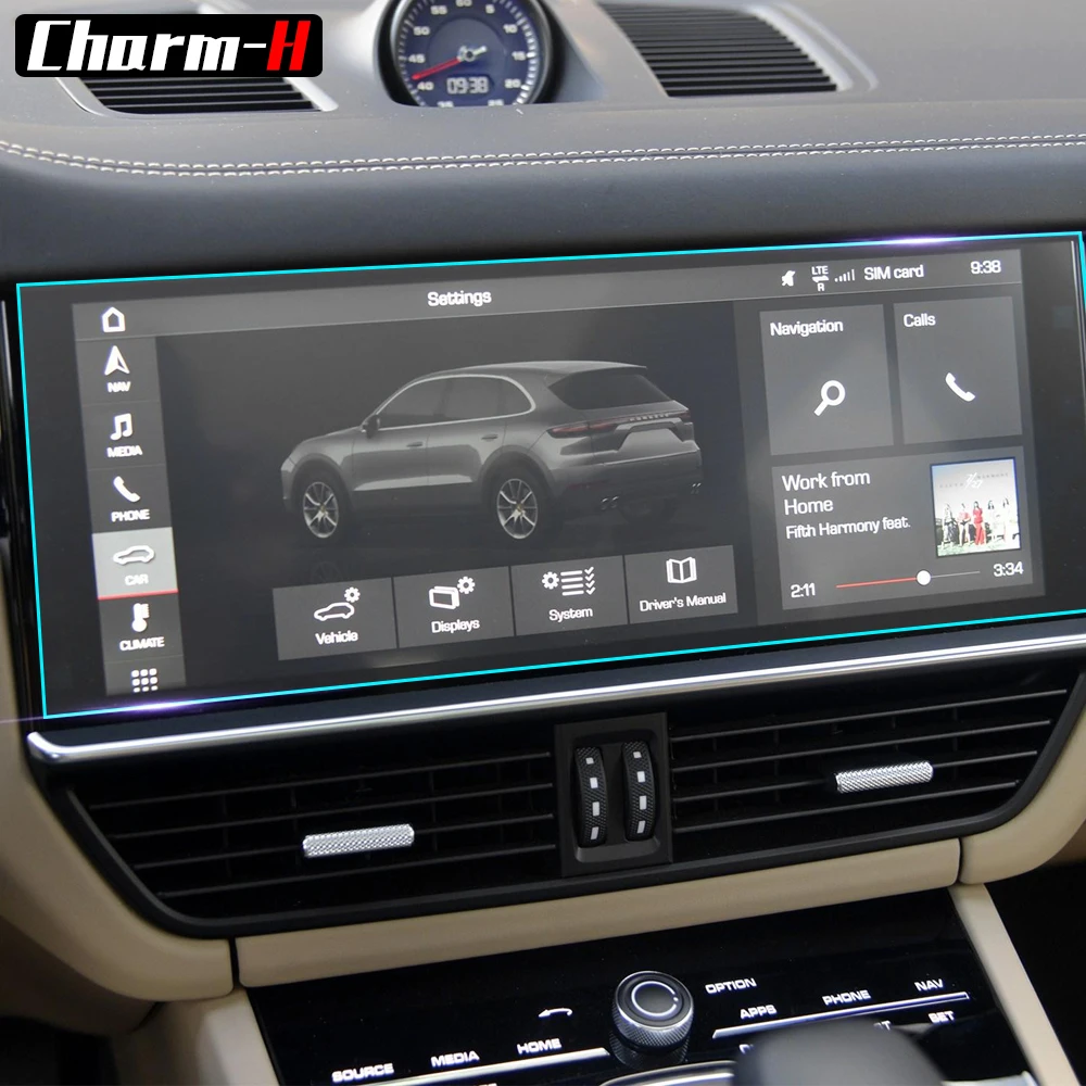 

Car Styling GPS Screen Protector Center Console Gear Shift Door Sill Panel Protection Film Sticker for Porsche Cayenne 2018