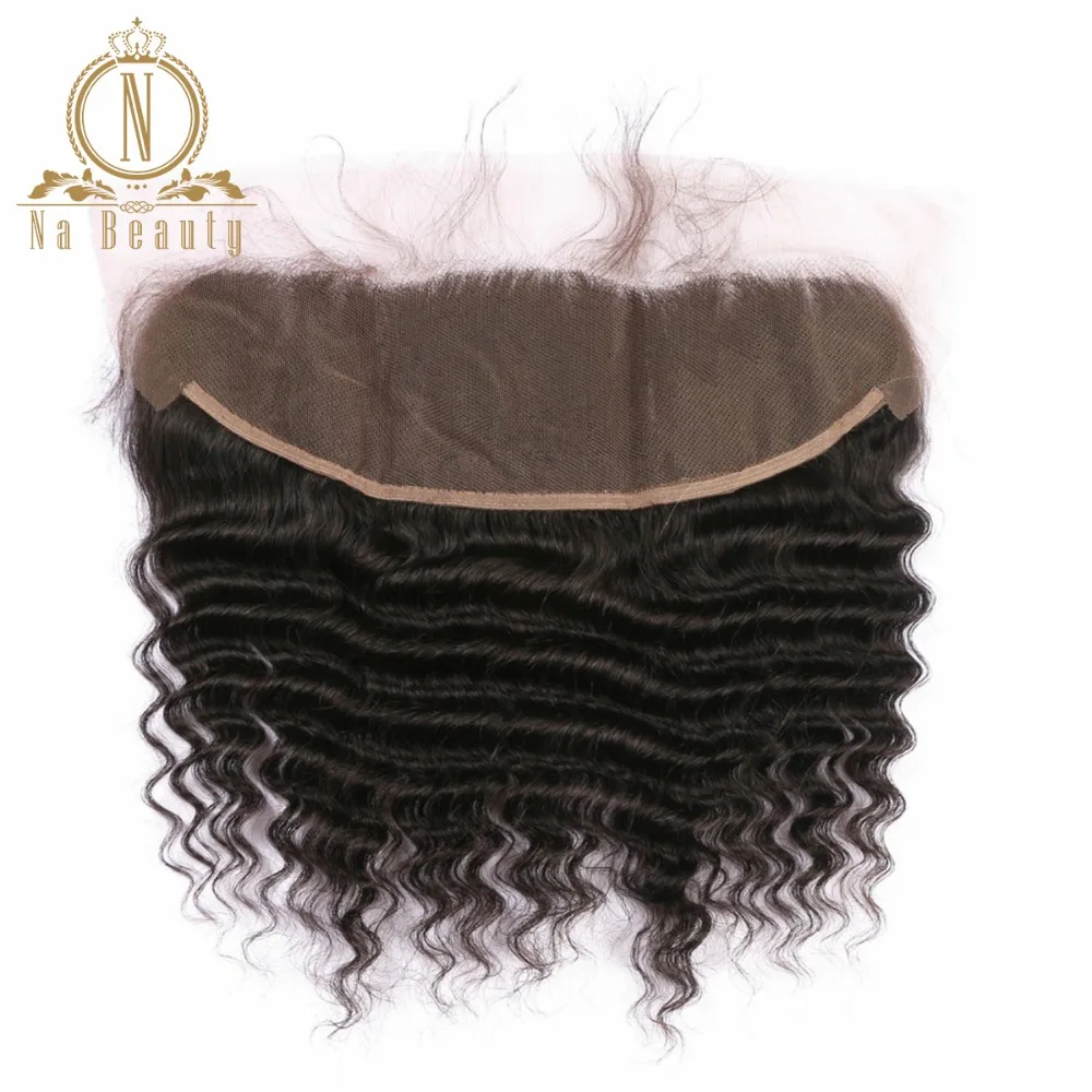 Brazilian Remy Hair Deep Wave Lace Frontal With Baby Hair 100% Human Hair Frontal Free Part Natural Color Free Shipping