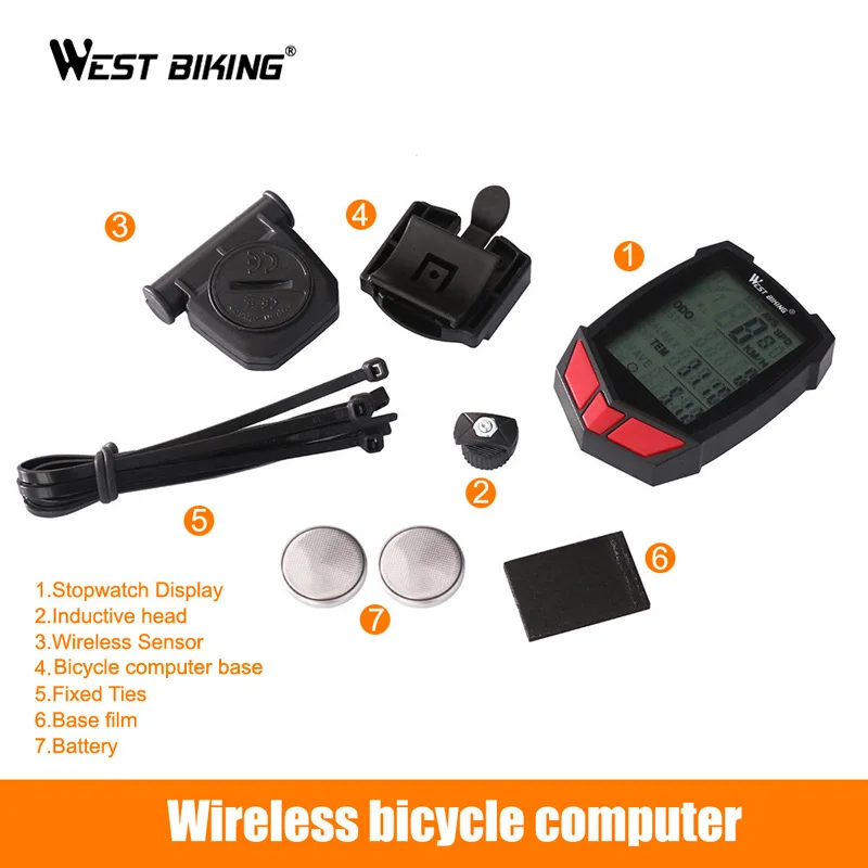WEST BIKING беспроводной Велосипедный компьютер 20 функций Спидометр Одометр