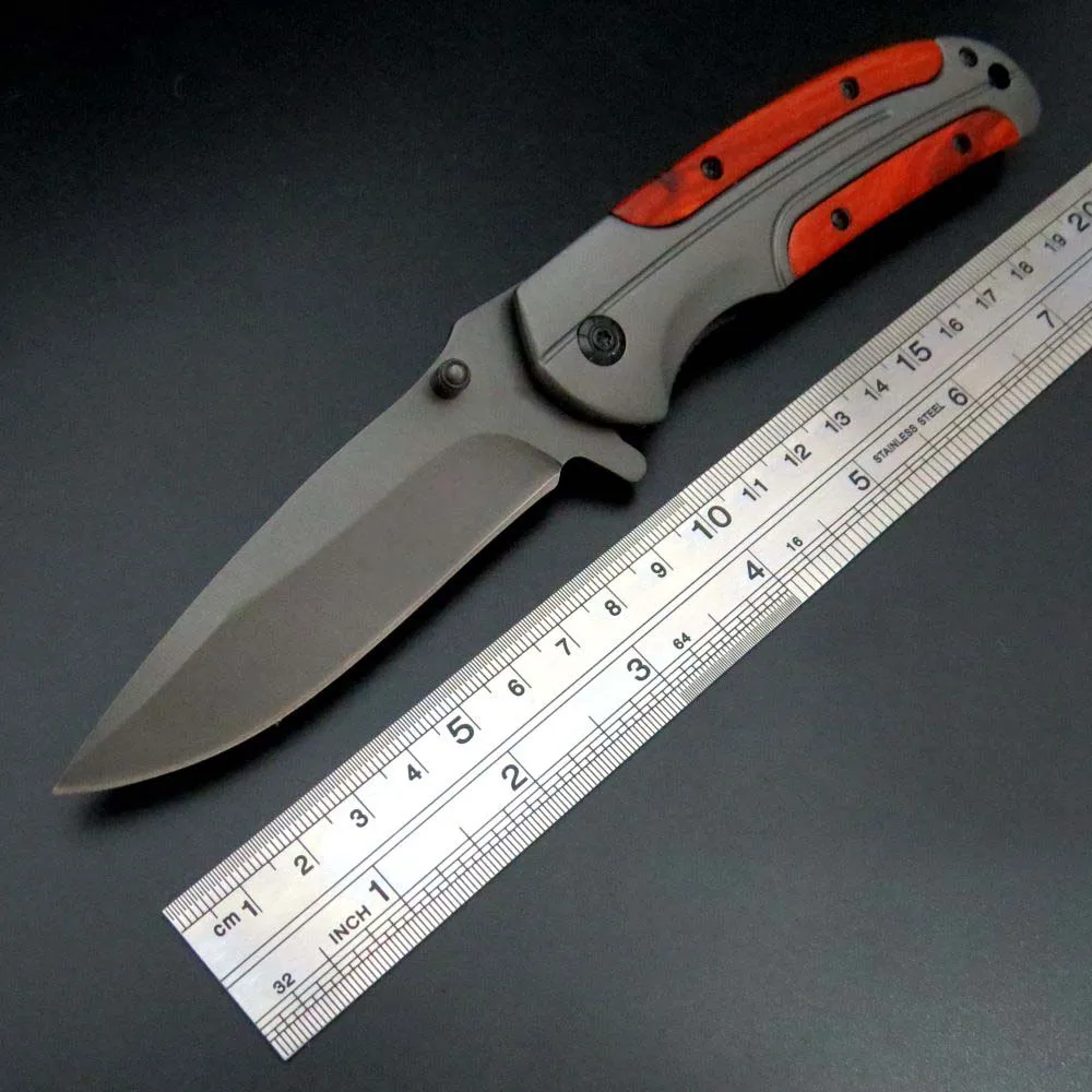 

Hot sale Folding Blade Knife DA43 Steel Blade Red Wooden Handle Outdoor Camping Knives Survival Tactical Tools