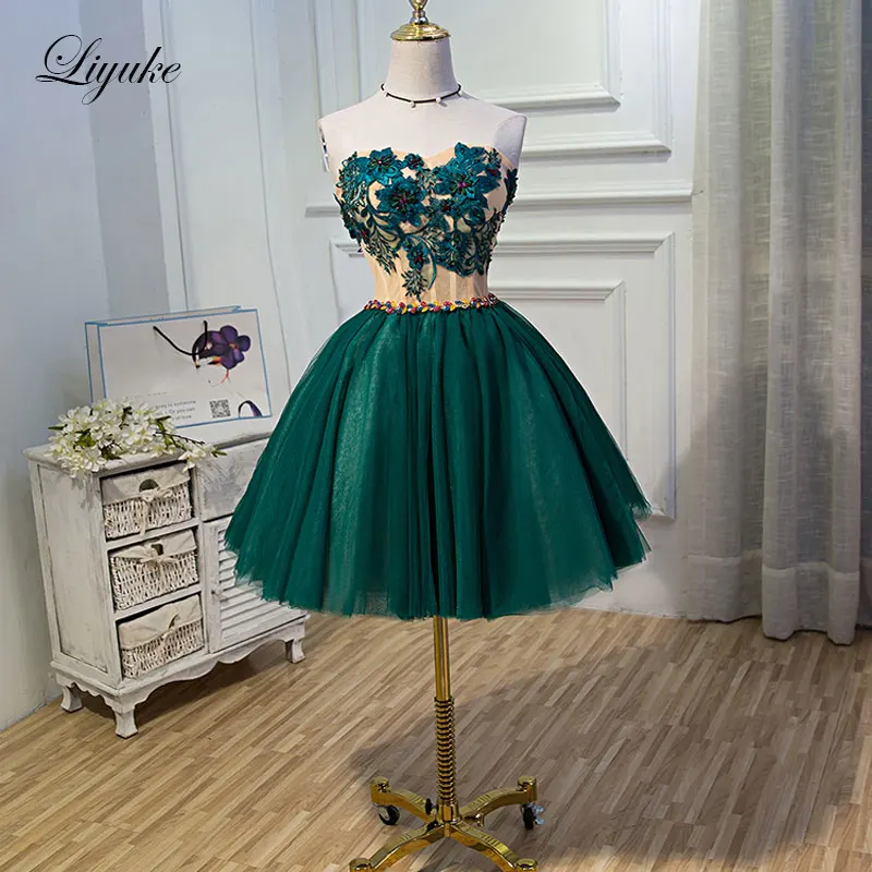 Liyuke Ruched Mix Black На Заказ новое платье для выпускного вечера A Line праздничное платье без бретелек до колена на шнуровке вечерние платья