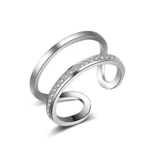 Moda coréia Anéis Ajustable Aberto Simples Feminino Zircão Acessórios de Cristal Anel de Dedo para a Menina Presente do Dia Dos Namorados Aniversário