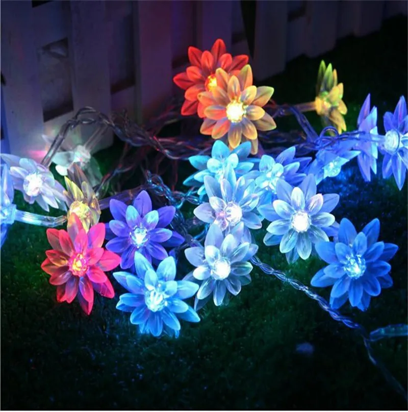 5m LED Crystal Lotus String Night Lights Lamps New Year Christmas