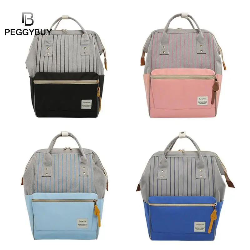 

Women Maternity Backpack Stripe Hit Color Shoulder School Bags Mommy Diaper Bags Mother Large Capacity Travel Nappy Backpacks