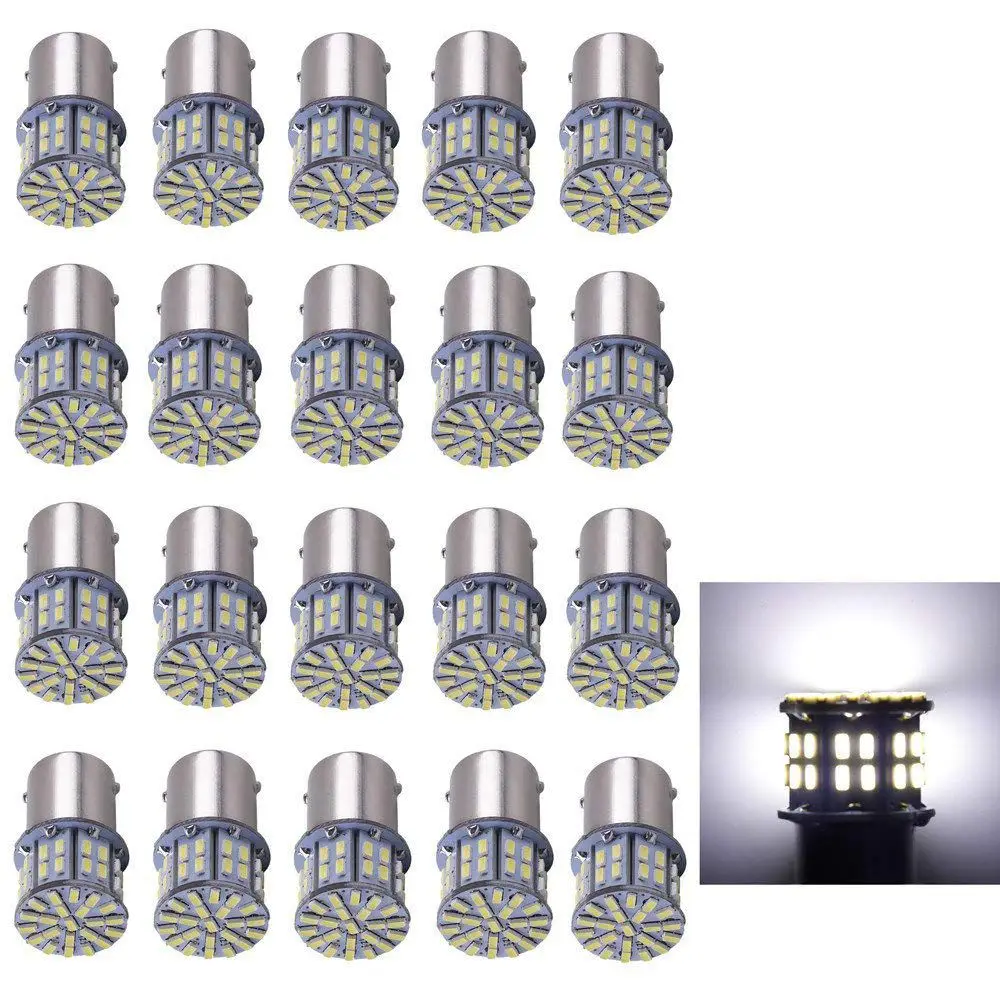 

20 Pcs 34*19MM Extremely Super Bright for 1156 1141 1003 1073 BA15S 7506 50 SMD 3014 LED Replacement Light Bulbs RV Indoor Light