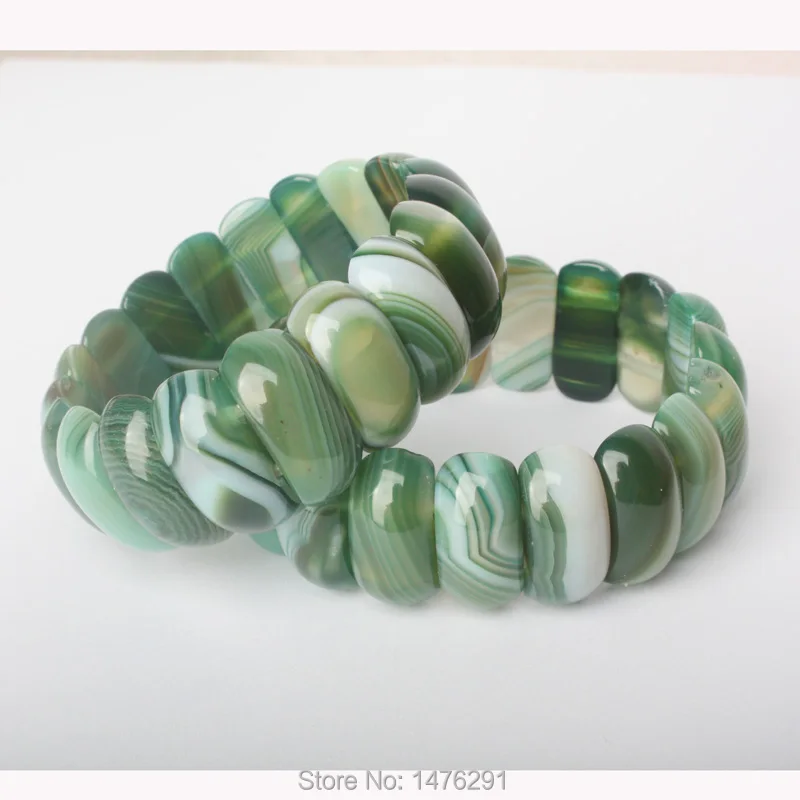 

2017 New Botswana Agates Stripe Beads Stretchy Bracelet Bangle 7.5"L