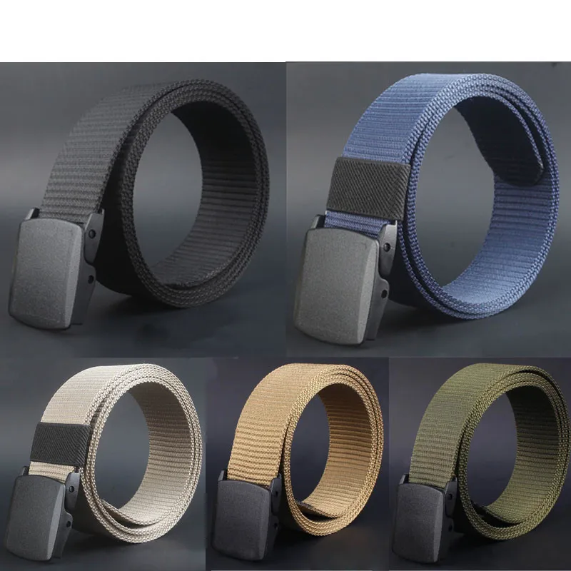 2019  Wild Men Canvas Belt Hypoallergenic Metal free Plastic Automatic Buckle Leather belts for men women 40FE0107