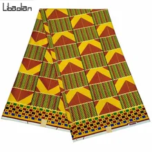 Новое поступление, желтая полиэстер, вощеная ткань с Африканским узором, восковая ткань, 6 ярдов/шт, вечерние платья,, S1024-8
