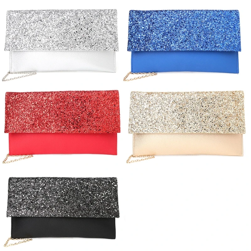 

THINKTHENDO Fashion Women Glitter Sequins Handbag Party Evening Clutch Shoulder Bag Wallet Purse 5 Color