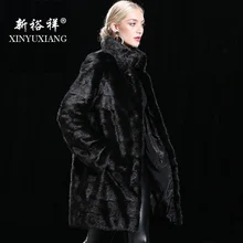 XINYUXIANG 70 см 90 см черная натуральная норковая Меховая куртка женская зимняя утепленная женская Съемная натуральная норковая шуба