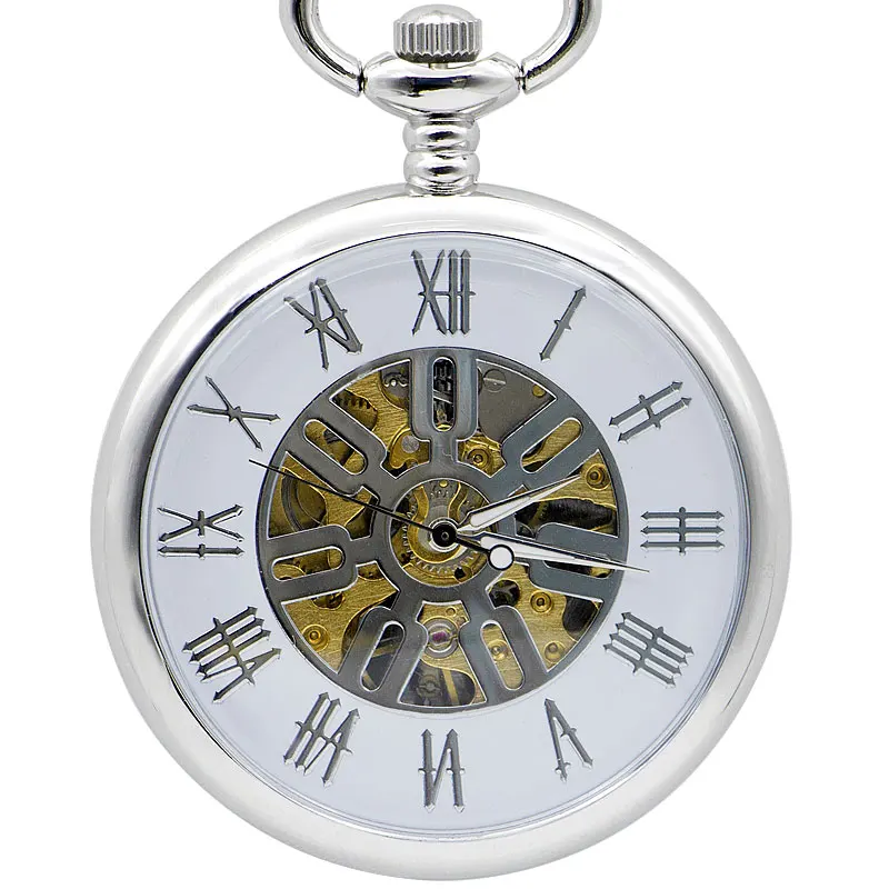 

Exquisite Open Face Quartz Pocket Watch Roman Numbers Analog Display Pendant Clock with Necklace Chain for Men Women PJX1387
