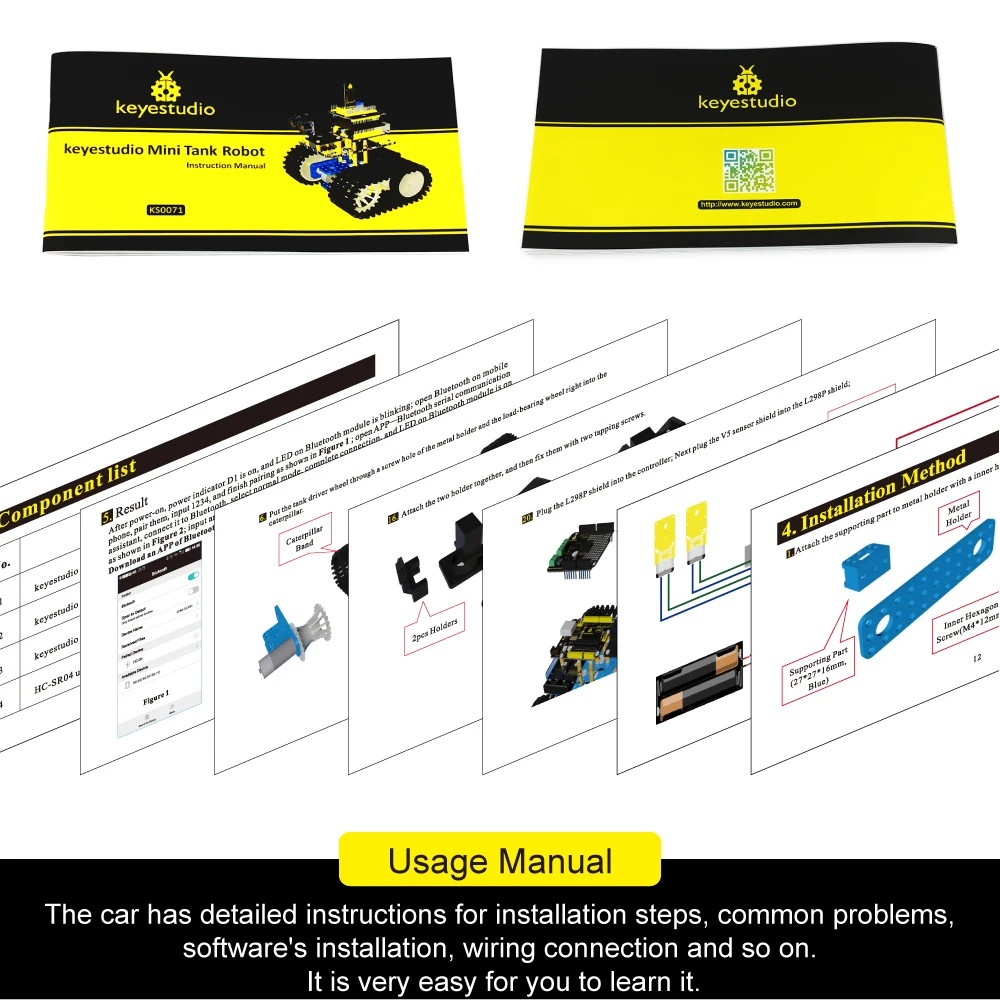  Keyestudio DIY Mini Tank Smart Robot car kit for Arduino Robot Education Programming+manual+PDF(onl - 32660935029