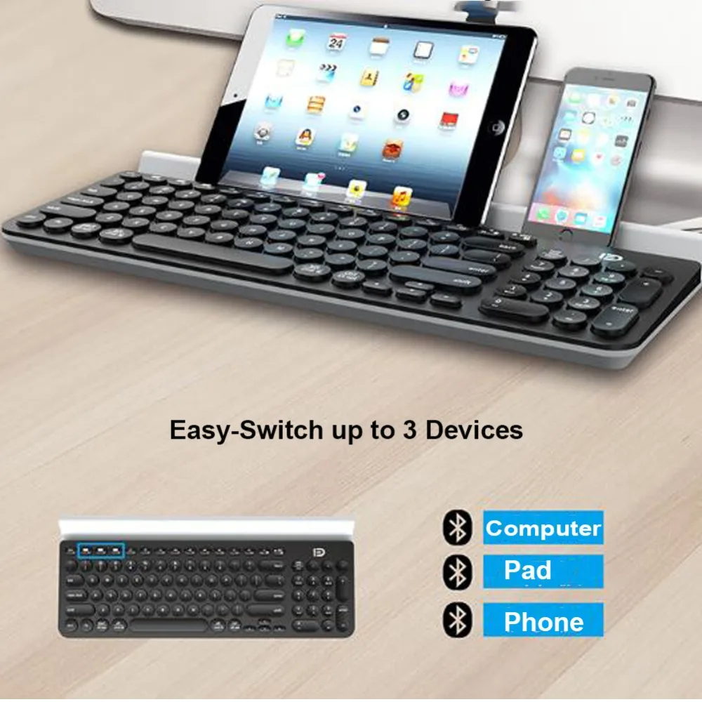 Bluetooth Multi-устройство клавиатура для IPad iPhone ноутбук смартфон Tablet Android с подставкой для девочек Симпатичные Клавиатура