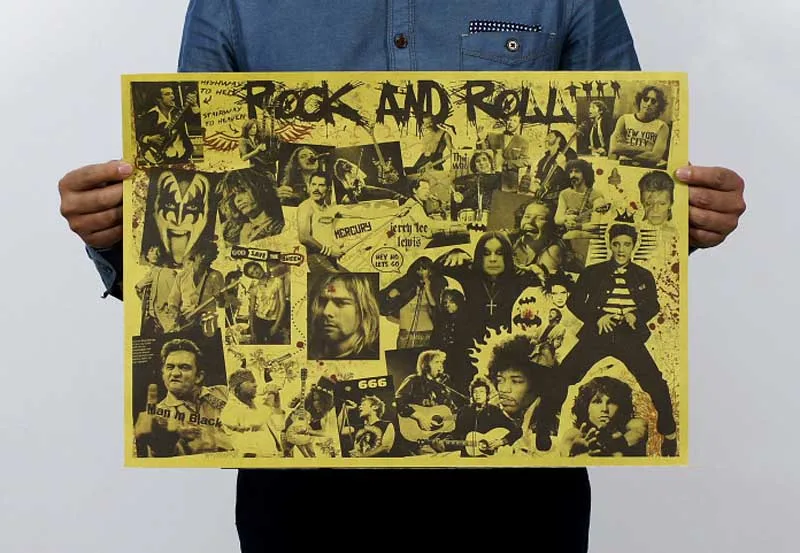 

Tree Wall Sticker Vintage Paper Retro Poster Rock And Roll Music Posters Elvis Presley Personalised Room Decoration 51*35.5CM