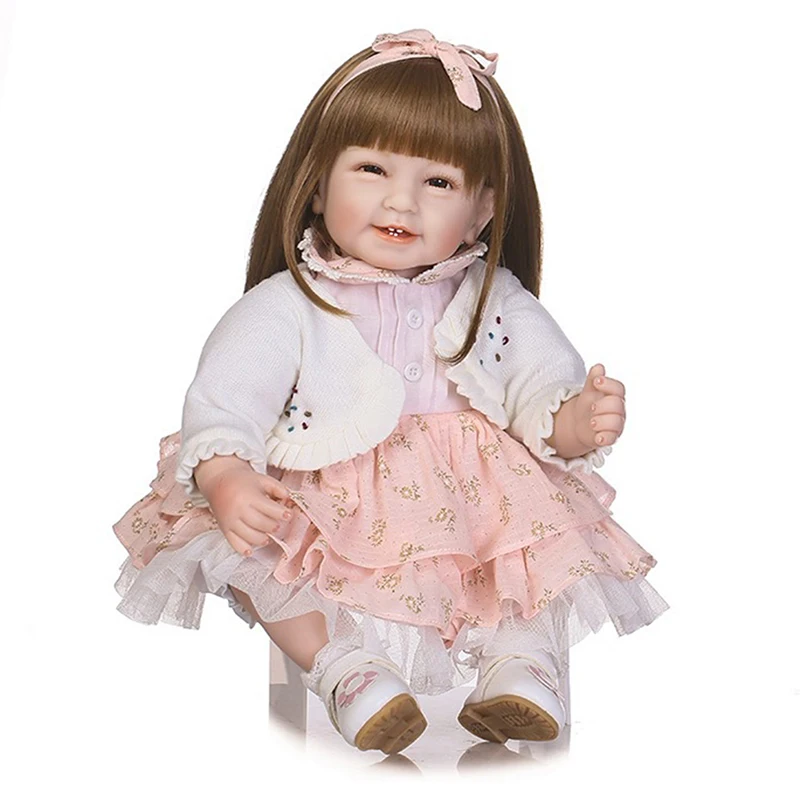 

22" Bebe Reborn Silicone Lifelike Baby Doll Toddler Alive With Girl Dress Gift