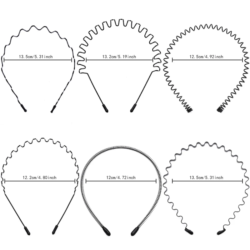 Мужские черные волнистые обручи на голову металлические невидимые обручи для волос спортивная повязка для волос аксессуары для волос головной убор