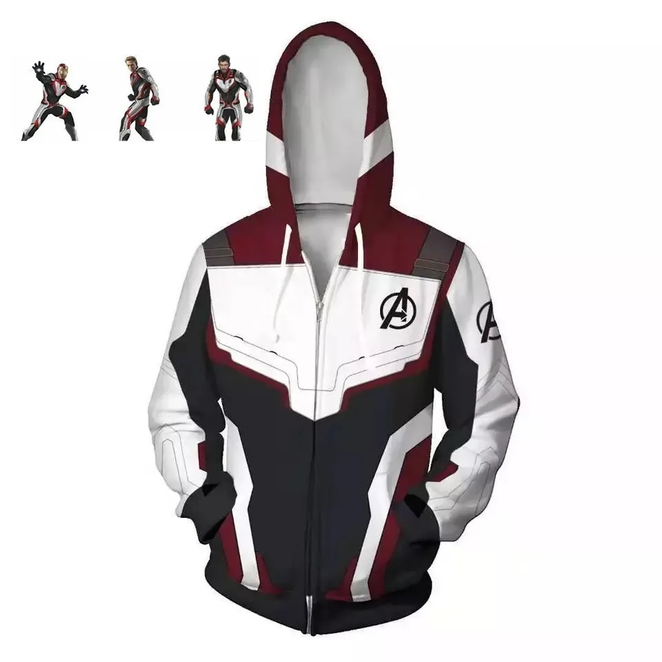 

2019 New The Avengers Endgame Quantum Realm Cosplay Hoodies Women Hooded MARVEL Zipper End Game Sweatshirt Spider-Man Iron Man