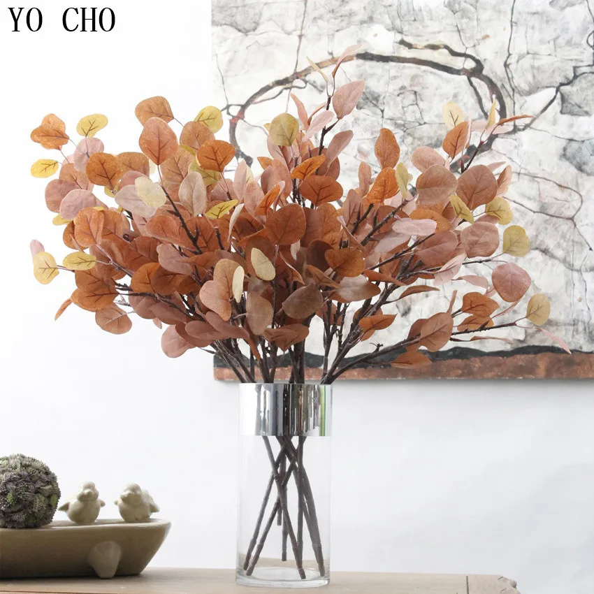 Yo Cho Artificiale Di Foglie Di Eucalipto Piante Verdi Disporre I Fiori Accessori Oro Soldi Foglie Di Nozze A Casa Autunno Decorazioni