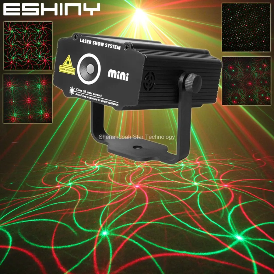 ESHINY البسيطة R & G الليزر 4 نمط الزوبعة العارض نادي حزب بار ديسكو DJ أضواء معدات الرقص حزب أضواء للمسرح تظهر n75B20
