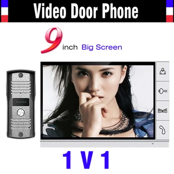 

Big Screen 9 Inch Color Lcd Monitor Video Door Phone Intercom System Video Doorbell Night Vision Camera 1 Camera + 1 Monitor