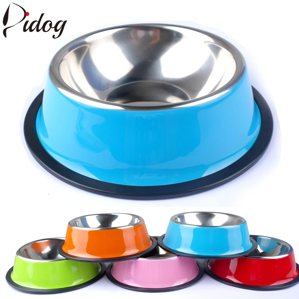 

Stainless Steel Dog Feeding Bowl Puppy Food Container Pet Kitten Drink Water Bowls Pink Red Blue Colors Sizes XS S M