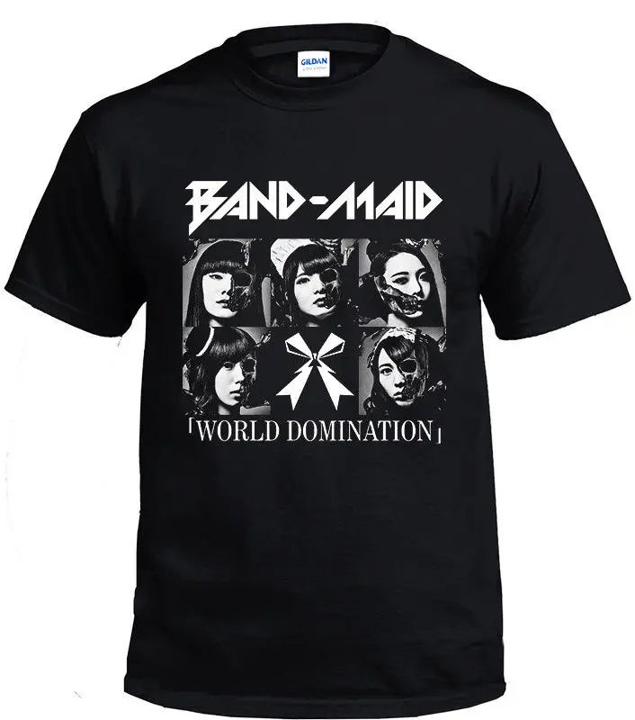

BAND MAID - WORLD DOMINATION Black Men T-shirt Size S-3XL 100% Cotton Short Sleeve Summer T Shirt Interesting