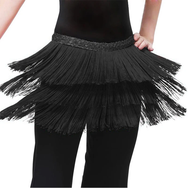 Cheap Skirt 2017 Women's Latin Dance Skirt Three Layer Tassel Short