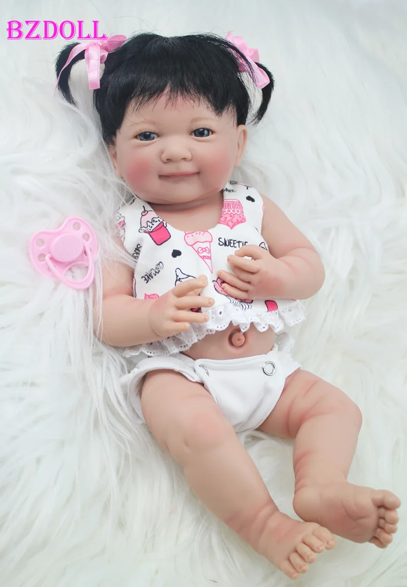 35 см полный силиконовый корпус Reborn Baby Doll игрушки Реалистичные 14 дюймов Мини Винил принцесса улыбка Девочка Младенцы кукла подарок на день рождения Купание игрушка