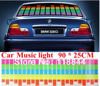 

90cm x 25cm Sound Music Activated EL Sheet Car Stickers Equalizer Glow Flash Panel led Multi Color Decorative Light Accessories