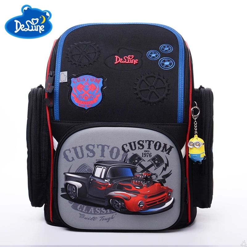 

Delune Orthopedic Backpack Schoolbags Kids Boys School Backpacks Tank Cartoon Car School Bag Waterproof Mochila Infantil Fashion
