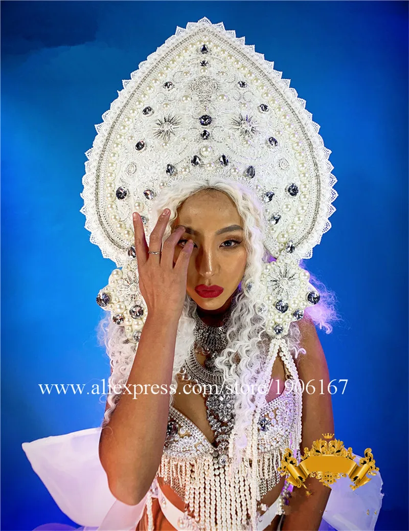  New Year singer performance show dree outfits sexy female pole dance costumes bar catwalk bikini bra pearl headwear bodysuit04