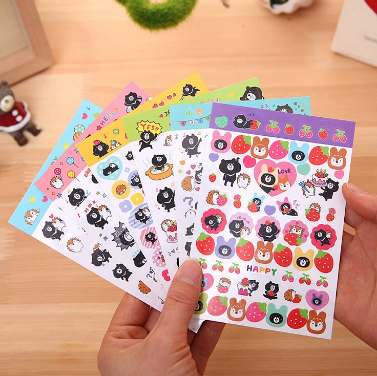 

Novelty Black Bear Adhesive Stickers Scrapbooking DIY Decoration Stickers Mobile Phone Stickers
