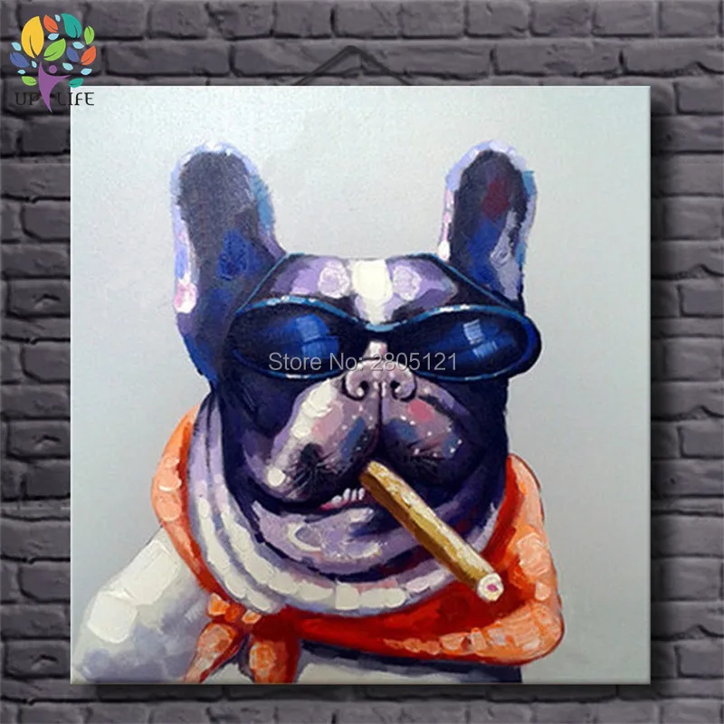 

Hand painted cool dog portrait Picture Canvas Oil Painting Home Decor Picture For Bedroom Loft Living room PET POP ART